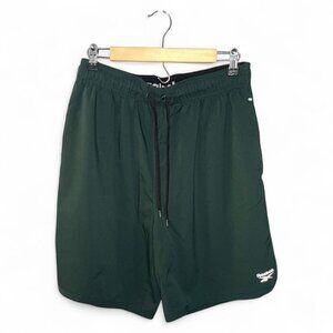 Reebok Men’s Running Training Shorts Green Size L Drawstring Zip Pocket